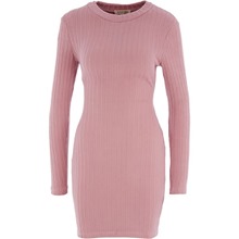 Pink Knit Body Shaping Mini Dress 