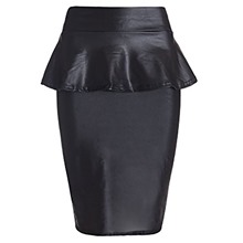 Sexy Leather Look Peplum Pencil Skirt