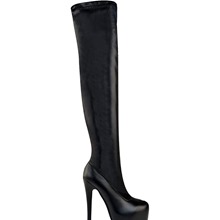 Black Matt Thigh High Platform High Heeled Boot 