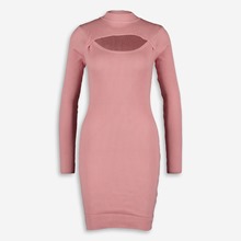Pink Ribbed Bodycon Dress 