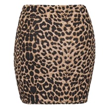 Brown Leopard Print Super Stretchy Mini Skirt