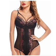 Pink All Lace Teddy With Suspenders 