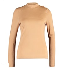 Beige Turtle Neck Long Sleeved Top