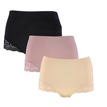 High Waisted Lace Trim Knickers 