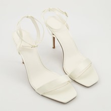New Strappy Ivory Satin Stiletto Sandals