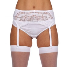 Lacey Extra Deep Suspender Belt With Petal Crocheted Lace Front Panel