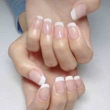 Pre-Painted French Polish Instant Press on Nails