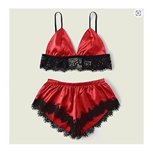 Red Lacey French Knicker and Bra Set 
