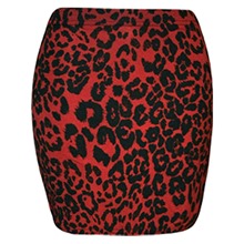 Red Leopard Print Super Stretchy Mini Skirt