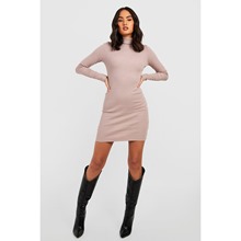 High Neck Ribbed Mini Dress 