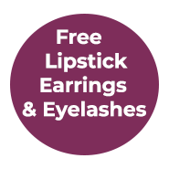 free lipstick, earrings and eyelashes 